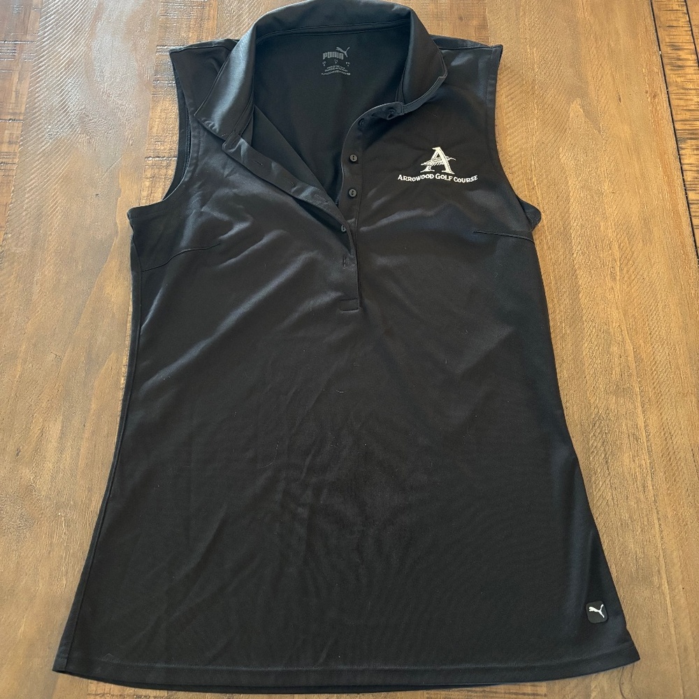 Womens PUMA Black Golf Polo